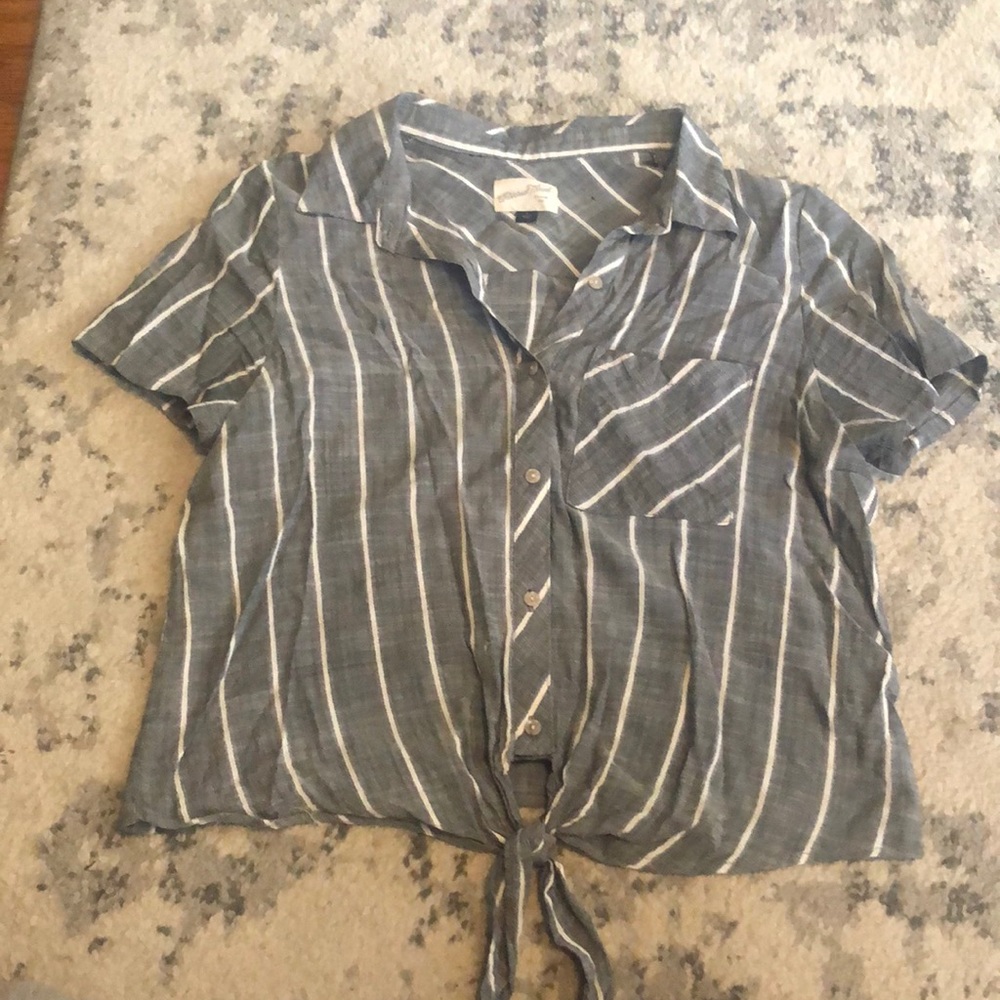 Button Up Tie Front Top